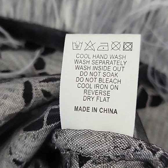 Self-Portrait Lace Tulle Overlay Top With Gray Feather Trim Size 4